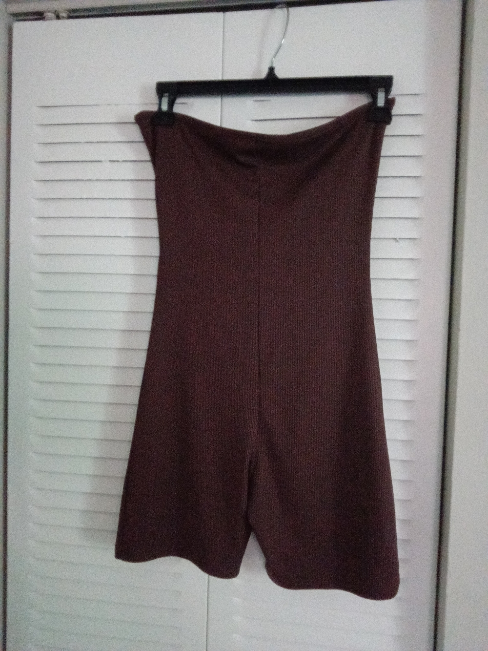 Brown Strapless Knit Romper